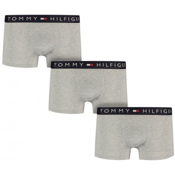 Tommy Hilfiger ανδρικά βαμβακερά boxers 3pack  σε γκρι χρώμα με μαύρο λάστιχο, άνετη γραμμή 95%cotton 5%elastane UM0UM03400 0R4